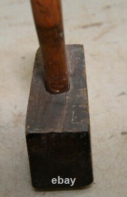 Vintage Lignum Vitae mallet oak handle carving woodworking jointer hammer tool