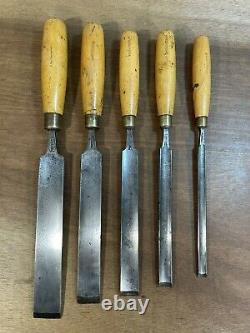 Vintage Marples Graduated Set of In-Cannell Paring Gouges Woodwork Chisel Tools