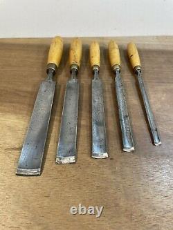 Vintage Marples Graduated Set of In-Cannell Paring Gouges Woodwork Chisel Tools