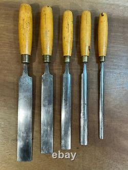 Vintage Marples Graduated Set of In-Cannell Paring Gouges Woodwork Chisel Tools