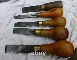 Vintage Marples etc Woodworking Lettering Sculptors Double Bevel Edged Chisels