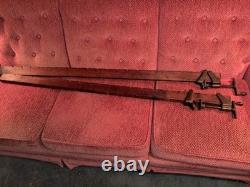 Vintage Pair Of 60 Inch Clean, Wooden & Cast Iron Bar Clamps, Woodworking
