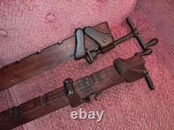 Vintage Pair Of 60 Inch Clean, Wooden & Cast Iron Bar Clamps, Woodworking