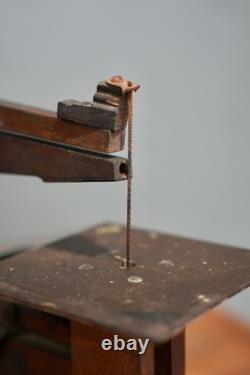 Vintage Scroll Saw Antique Hand Saw Woodworking Tool Primitive Industrial Crank