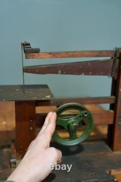 Vintage Scroll Saw Antique Hand Saw Woodworking Tool Primitive Industrial Crank