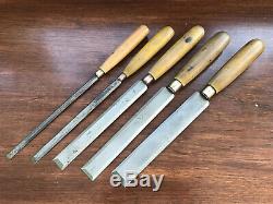 Vintage Set Bevel Edge Paring Chisels Woodwork Tools