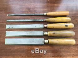 Vintage Set Bevel Edge Paring Chisels Woodwork Tools