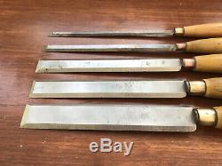 Vintage Set Bevel Edge Paring Chisels Woodwork Tools