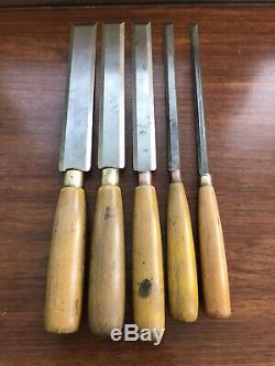Vintage Set Bevel Edge Paring Chisels Woodwork Tools