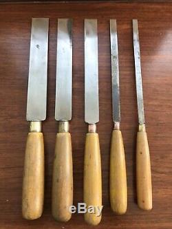 Vintage Set Bevel Edge Paring Chisels Woodwork Tools