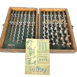 Vintage Set Irwin Drill Bits Tool Wood Auger withBox Carpenter's Woodworking 10404