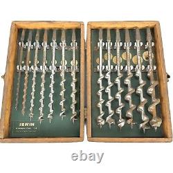 Vintage Set Irwin Drill Bits Tool Wood Auger withBox Carpenter's Woodworking 10404