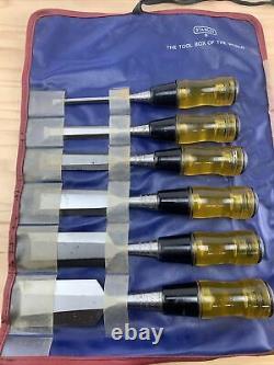 Vintage Set Of 6 Stanley No. 60 Woodworking Chisels With Tool Pouch