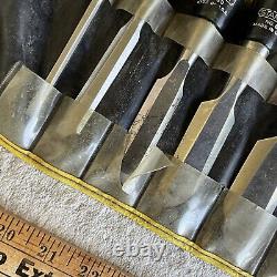 Vintage Set Of 6 Stanley No. 60 Woodworking Chisels With Tool Pouch