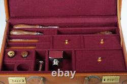 Vintage Silver Pewter Wood Working Set shotgun Wood Case WOW