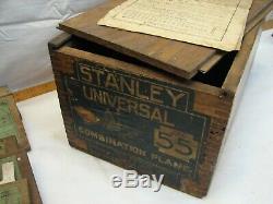 Vintage Stanley 55 Combination Woodworking Plane Wood Tool withBox +Blades/Cutters