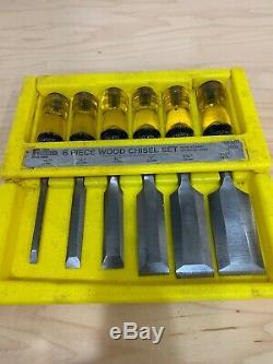 Vintage Stanley No. 16-601 Set Of 6 woodworking Chisels No. 60 With Casing