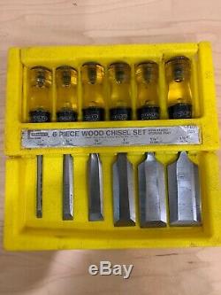 Vintage Stanley No. 16-601 Set Of 6 woodworking Chisels No. 60 With Casing