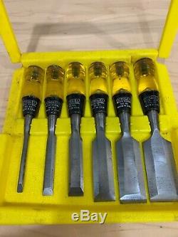 Vintage Stanley No. 16-601 Set Of 6 woodworking Chisels No. 60 With Casing