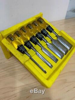 Vintage Stanley No. 16-601 Set Of 6 woodworking Chisels No. 60 With Casing