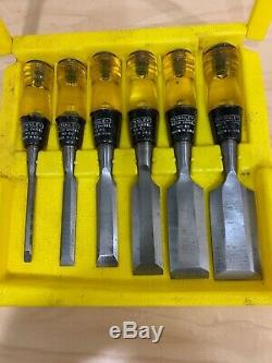 Vintage Stanley No. 16-601 Set Of 6 woodworking Chisels No. 60 With Casing