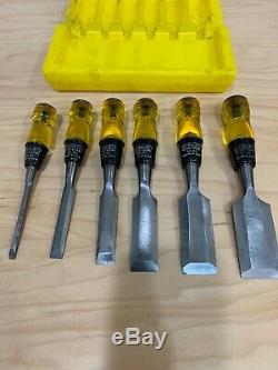 Vintage Stanley No. 16-601 Set Of 6 woodworking Chisels No. 60 With Casing