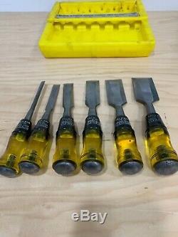 Vintage Stanley No. 16-601 Set Of 6 woodworking Chisels No. 60 With Casing