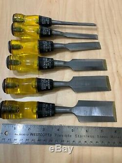 Vintage Stanley No. 16-601 Set Of 6 woodworking Chisels No. 60 With Casing