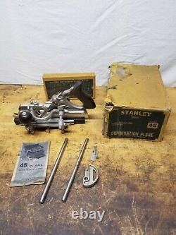 Vintage Stanley No 45 Combination Woodworking Plane with Cutters Box Unused