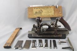 Vintage Stanley No 45 Combination Woodworking Plane withBox Cutters +Extras #CL07