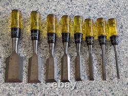 Vintage Stanley No 60 USA 8 Pieces 2 to 1/4 Woodworking chisel Set