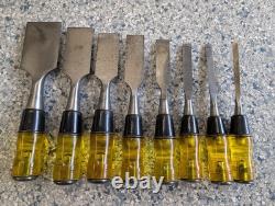 Vintage Stanley No 60 USA 8 Pieces 2 to 1/4 Woodworking chisel Set