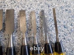 Vintage Stanley No 60 USA 8 Pieces 2 to 1/4 Woodworking chisel Set