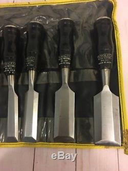 Vintage Stanley No 60. Woodworking Chisel Set Of 6 With Original Pouch USA