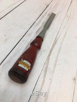 Vintage Stanley No. 750 Woodworking Bevel edge Socket Chisel 1/2'' With Decal USA