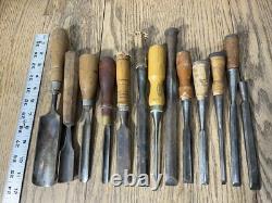 Vintage Tools Chisel Gouge Lot Winchester Stanley Pexto Carpenter Woodwork USA
