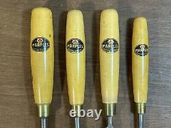 Vintage Unused Marples Set of Paring Bevel Edge Chisels Carving Woodwork Tool