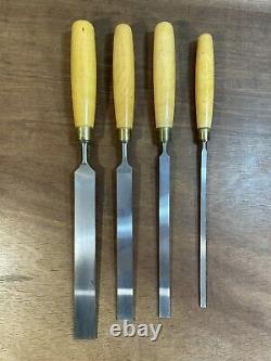 Vintage Unused Marples Set of Paring Bevel Edge Chisels Carving Woodwork Tool