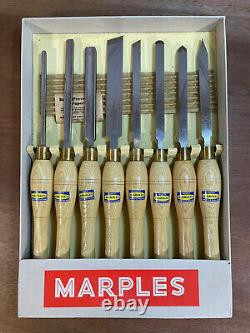 Vintage Unused Set W. Marples Woodturning Chisels Gouges Woodwork Tools Boxed