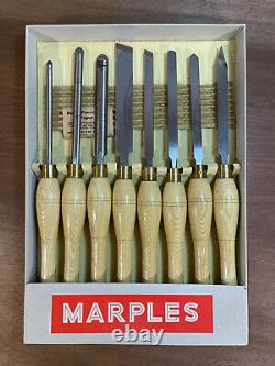Vintage Unused Set W. Marples Woodturning Chisels Gouges Woodwork Tools Boxed