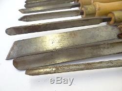 Vintage Used Wood Handled Turning Lathe Chisels Woodworking Hand Tools Punches
