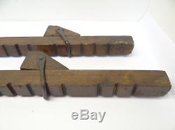 Vintage Wood Iron Carpentry Table Clamps Screw Down Type Vises Woodworking Large
