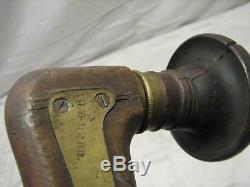Vintage Wooden Brass Bound Brace Rosewood Pad Woodworking Tool Drill Patent