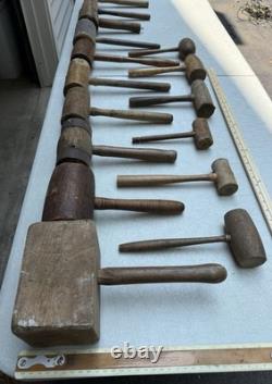 Vintage Wooden Mallet Lot 16 Joiner Cabinetmaker Carving Woodworking Tools