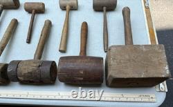 Vintage Wooden Mallet Lot 16 Joiner Cabinetmaker Carving Woodworking Tools