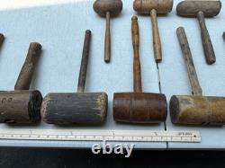 Vintage Wooden Mallet Lot 16 Joiner Cabinetmaker Carving Woodworking Tools