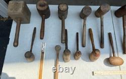 Vintage Wooden Mallet Lot 16 Joiner Cabinetmaker Carving Woodworking Tools