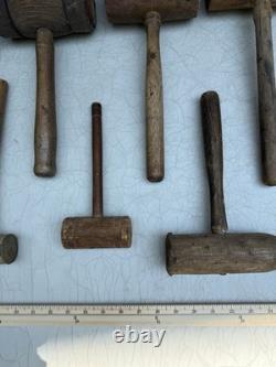 Vintage Wooden Mallet Lot 16 Joiner Cabinetmaker Carving Woodworking Tools