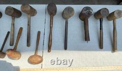 Vintage Wooden Mallet Lot 16 Joiner Cabinetmaker Carving Woodworking Tools