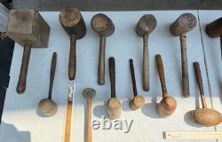 Vintage Wooden Mallet Lot 16 Joiner Cabinetmaker Carving Woodworking Tools
